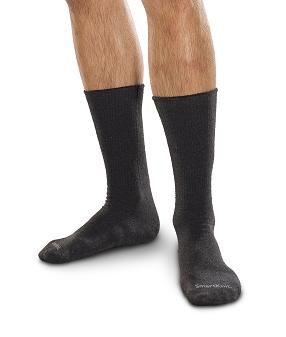 SmartKnit Seamless Diabetic Socks with X-Static - Black Crew Sock - 2 Pairs